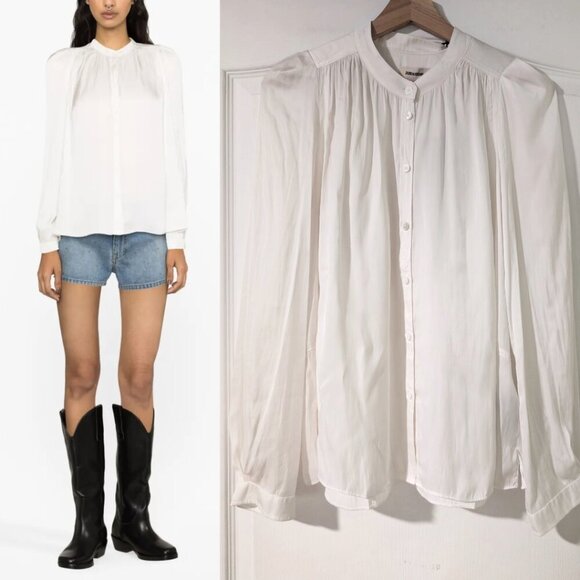Zadig&Voltaire | Tchin Satin Blouse In Judo White - Picture 1 of 14